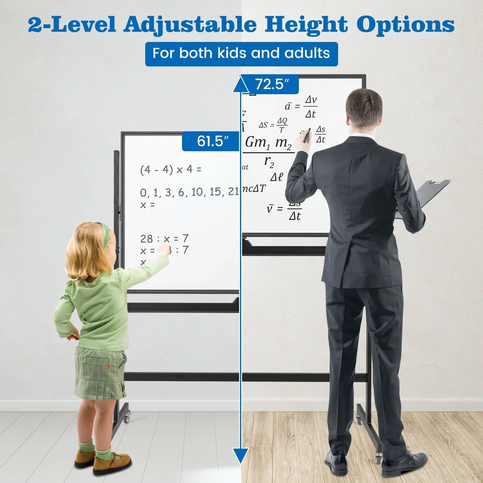 32 x 47 Inch Portable Rolling White Board-Black by DirectDeals