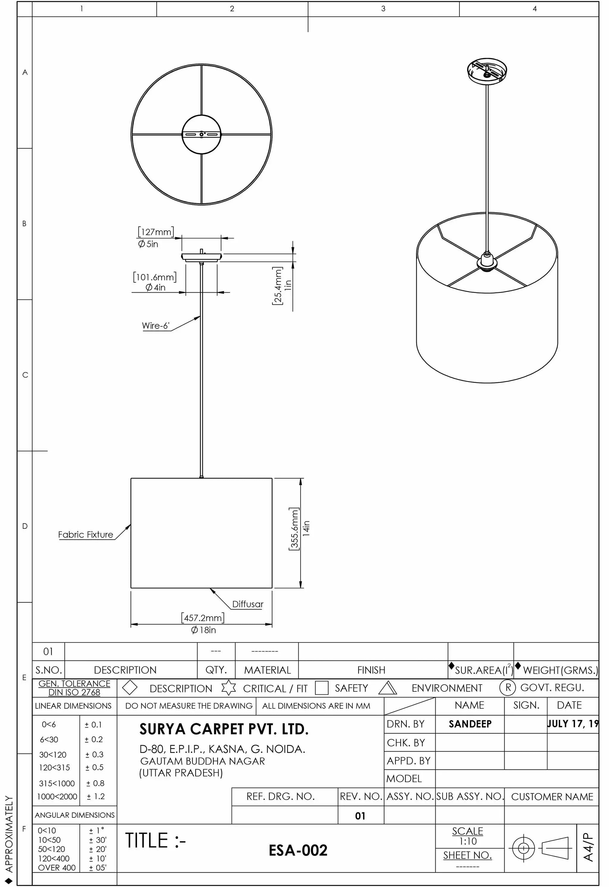 Portglenone Ceiling Light - Clearance by Boutique Rugs