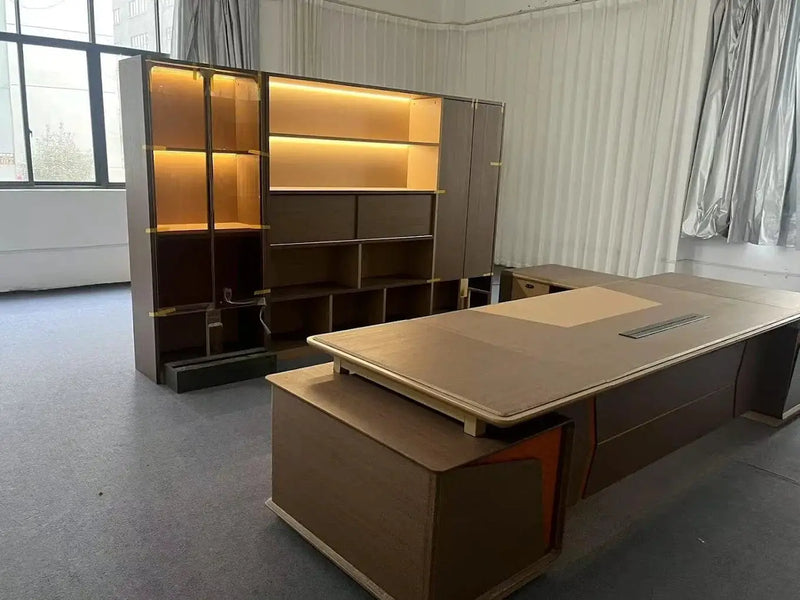 Hartwell · Modern Office Shelves w/ Lighting & Storage by Arc Grove