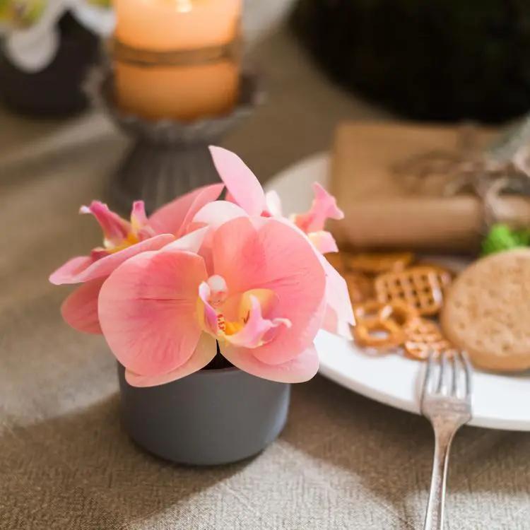 Artificial Flower Mini Real Touch Orchid in Peach Pink by RusticReach