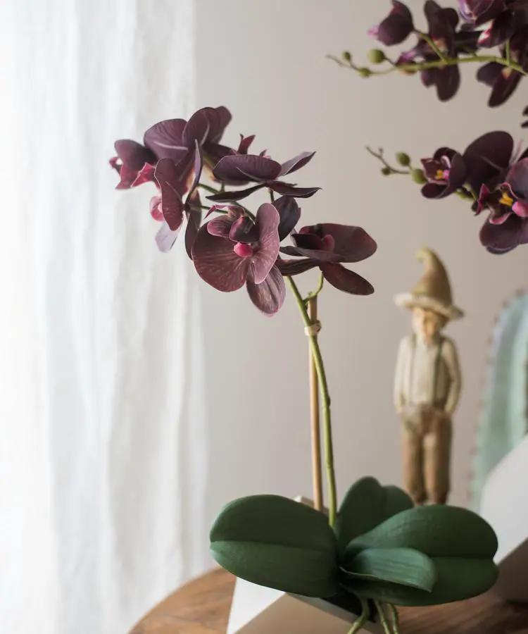 Artificial Silk Orchid Potted Flower Arrangement Purple by RusticReach