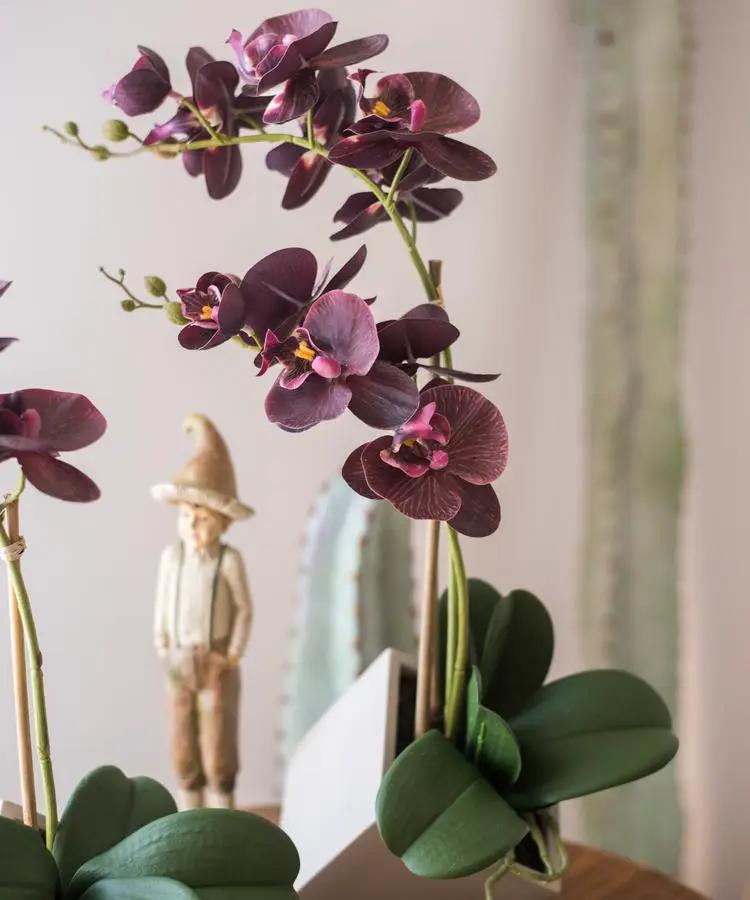 Artificial Silk Orchid Potted Flower Arrangement Purple by RusticReach