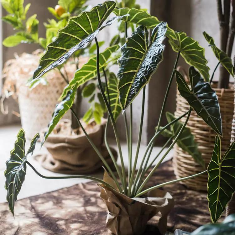 Artificial Faux Alocasia Plant In Pot 31" Tall by RusticReach