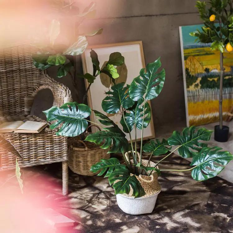 Potted Plant Artificial Turtle Leaf Plant 31" Tall by RusticReach