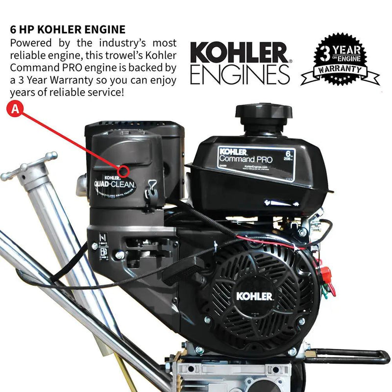 24" Concrete Power Trowel Edger 6HP Kohler Float Pan Blade Screed Finishing Tool by Tomahawk Power