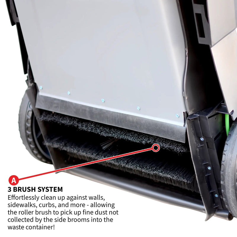 Commercial 38" Push Sweeper with Triple Power Brooms by Tomahawk Power