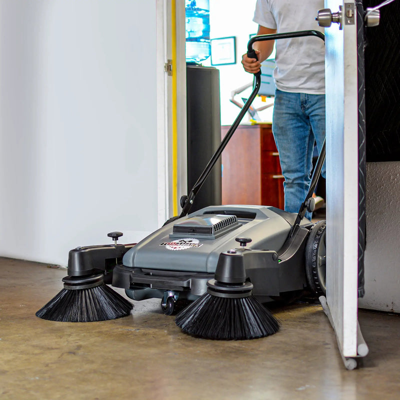 Commercial 38" Push Sweeper with Triple Power Brooms by Tomahawk Power