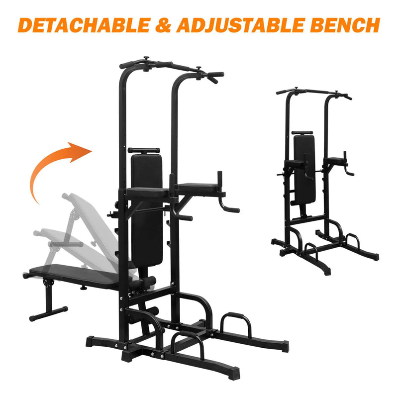 Rovix Power Tower Heavy-Duty Multi-Functional Dip Station With Bench, Pull Up Bar, And Adjustable Height For Home Gyms (SAK64327) by SAKSBY WHOLESALE