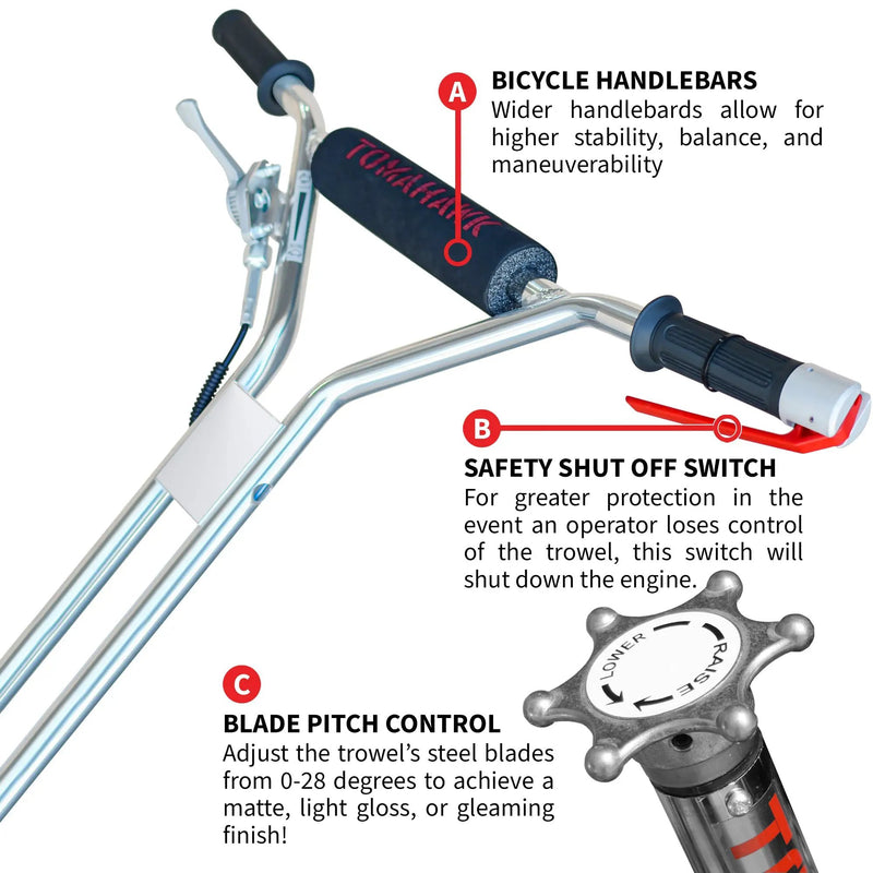 24" Concrete Power Trowel Edger 5.5HP Honda Float Pan Blade Screed Finishing Tool by Tomahawk Power