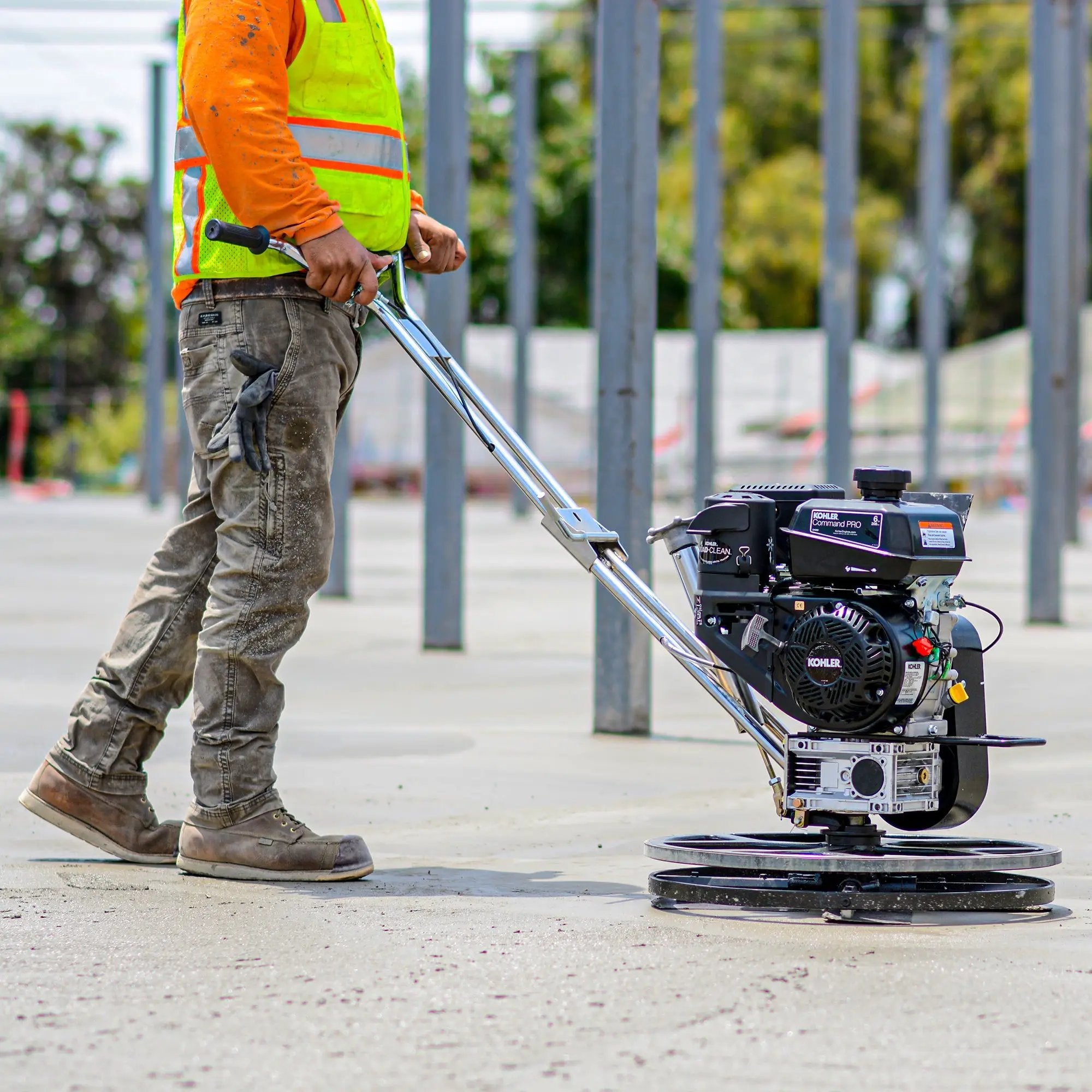 24" Concrete Power Trowel Edger 6HP Kohler Float Pan Blade Screed Finishing Tool by Tomahawk Power