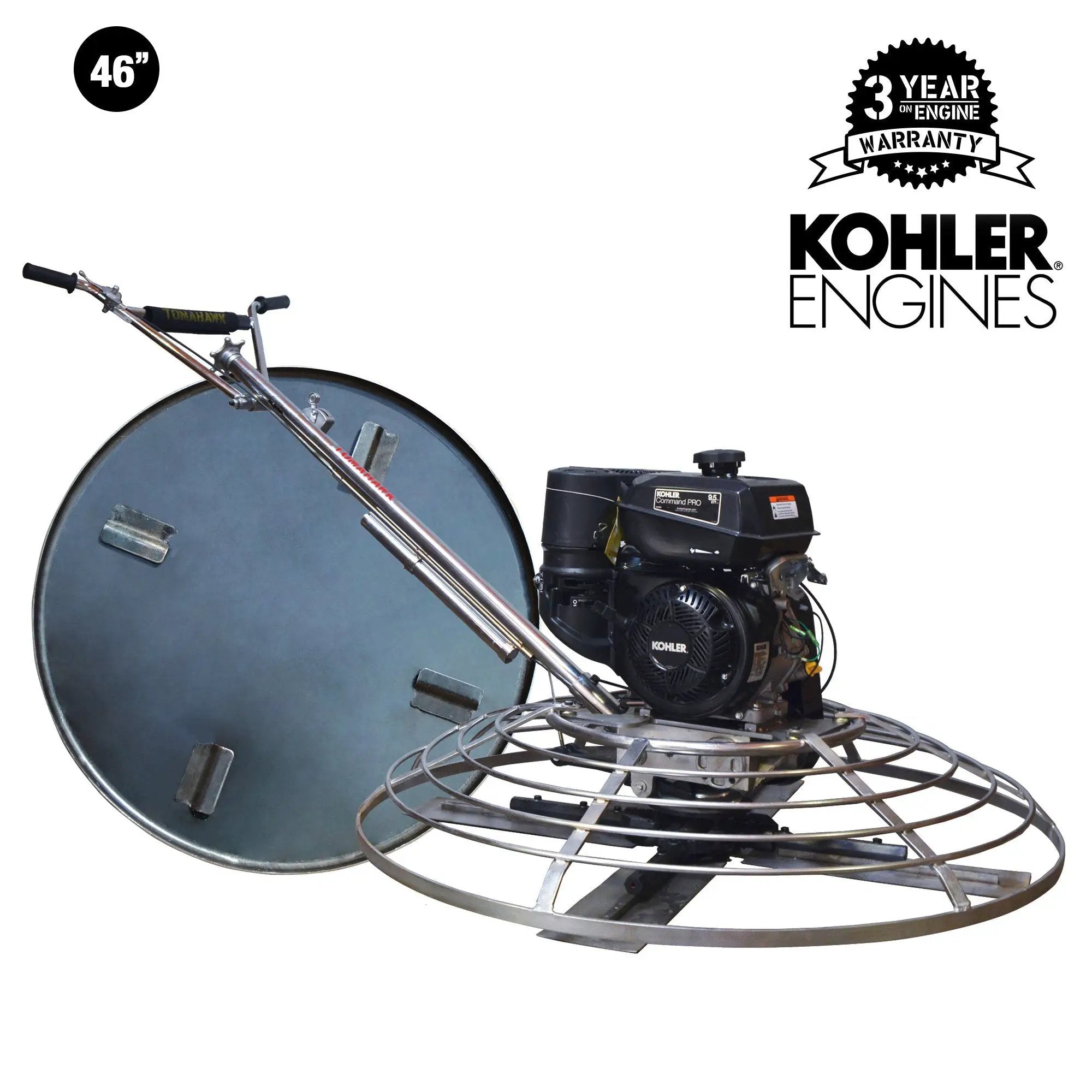 46" Concrete Power Trowel 14HP Kohler Float Pan Screed Edge Cement Finishing Tool by Tomahawk Power