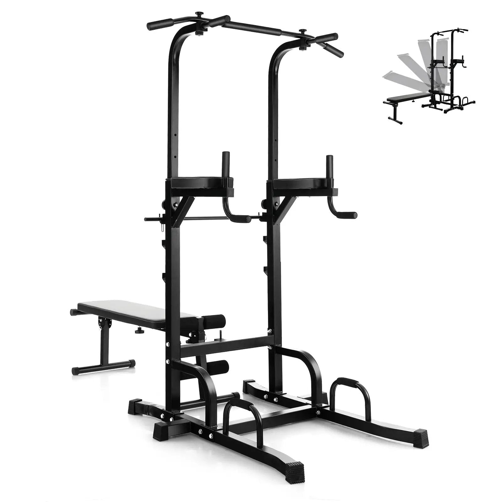 Power Tower Pull Up Bar Stand with Adjustable Heights and Bench by DirectDeals