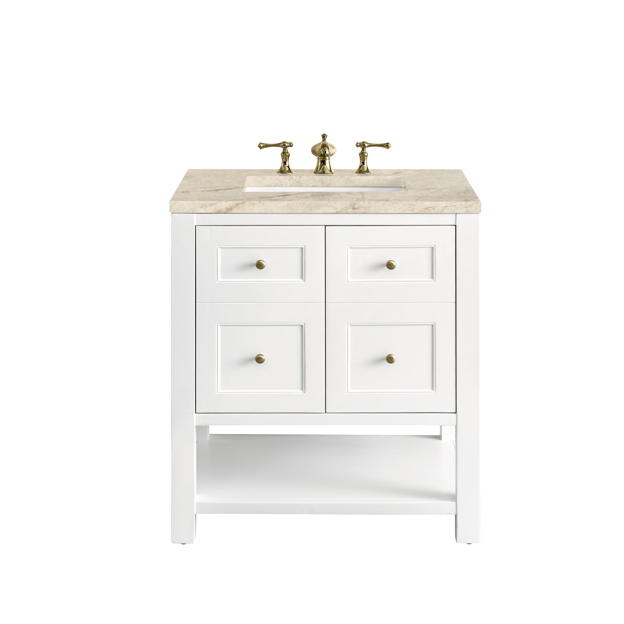 James Martin Breckenridge 30" Single Bathroom Vanity, Bright White with Tajnar countertop