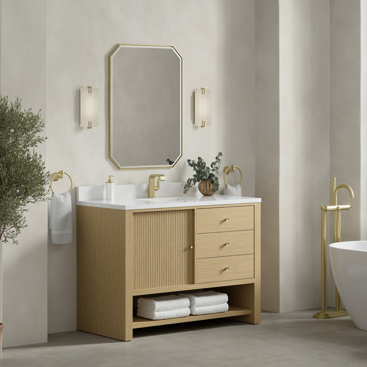 James Martin Marigot 48" Single Bathroom Vanity, Sunwashed Oak, view 38