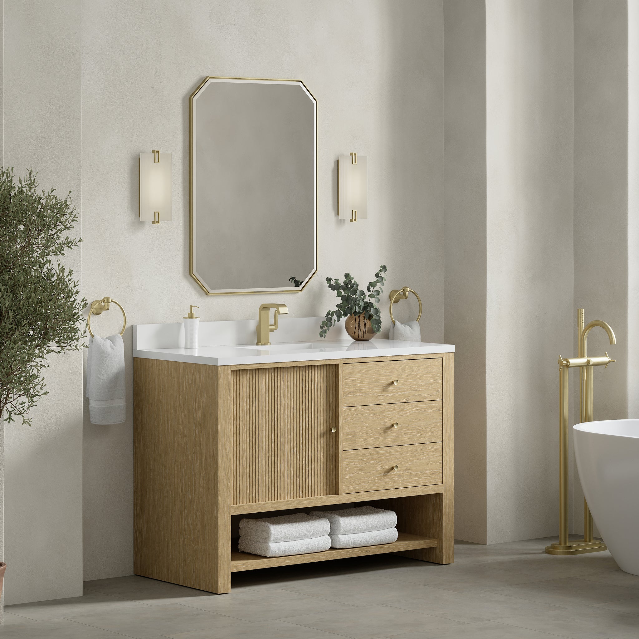 James Martin Marigot 48" Single Bathroom Vanity, Sunwashed Oak, view 38
