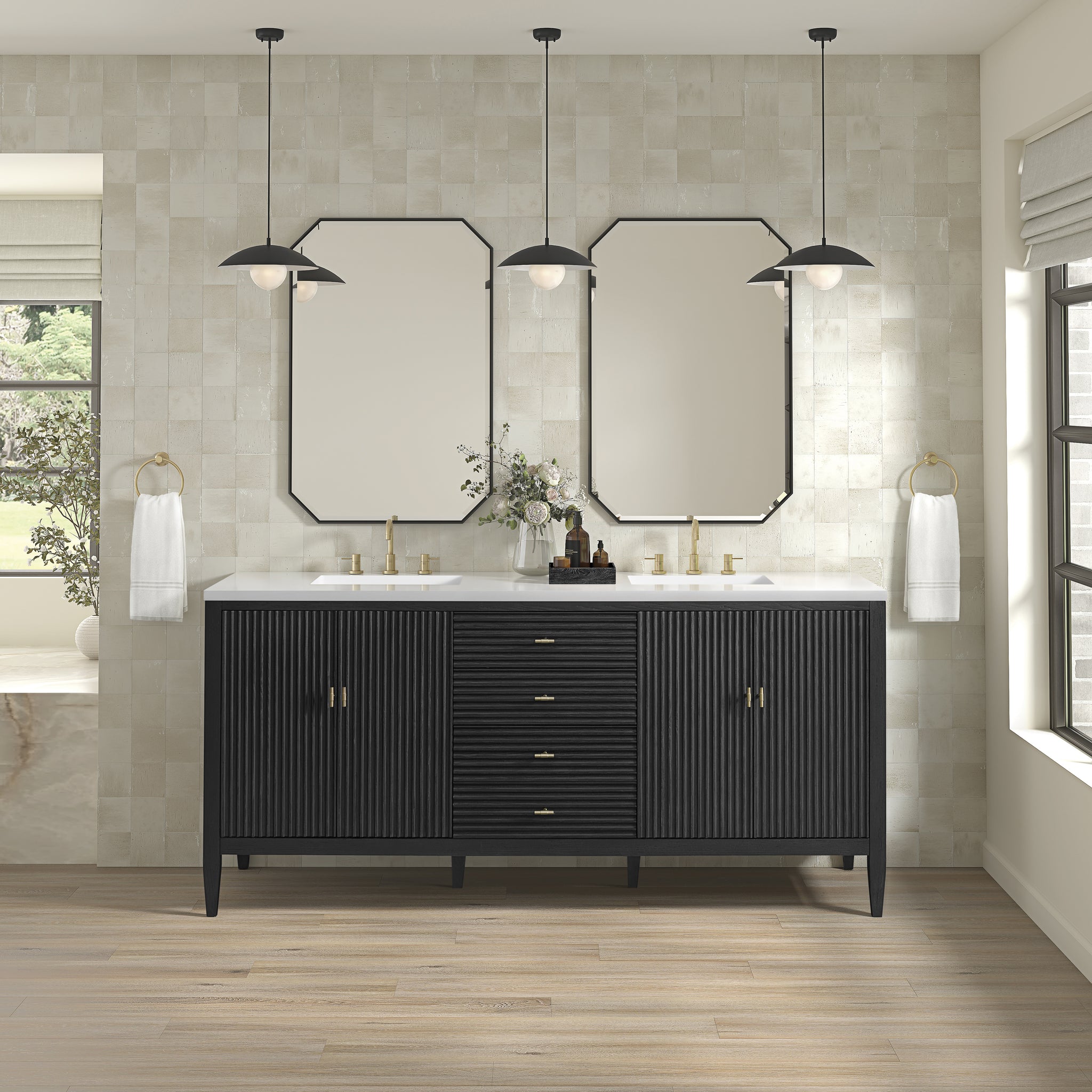 James Martin Myrrin 72" Double Bathroom Vanity, Carbon Oak, view 28