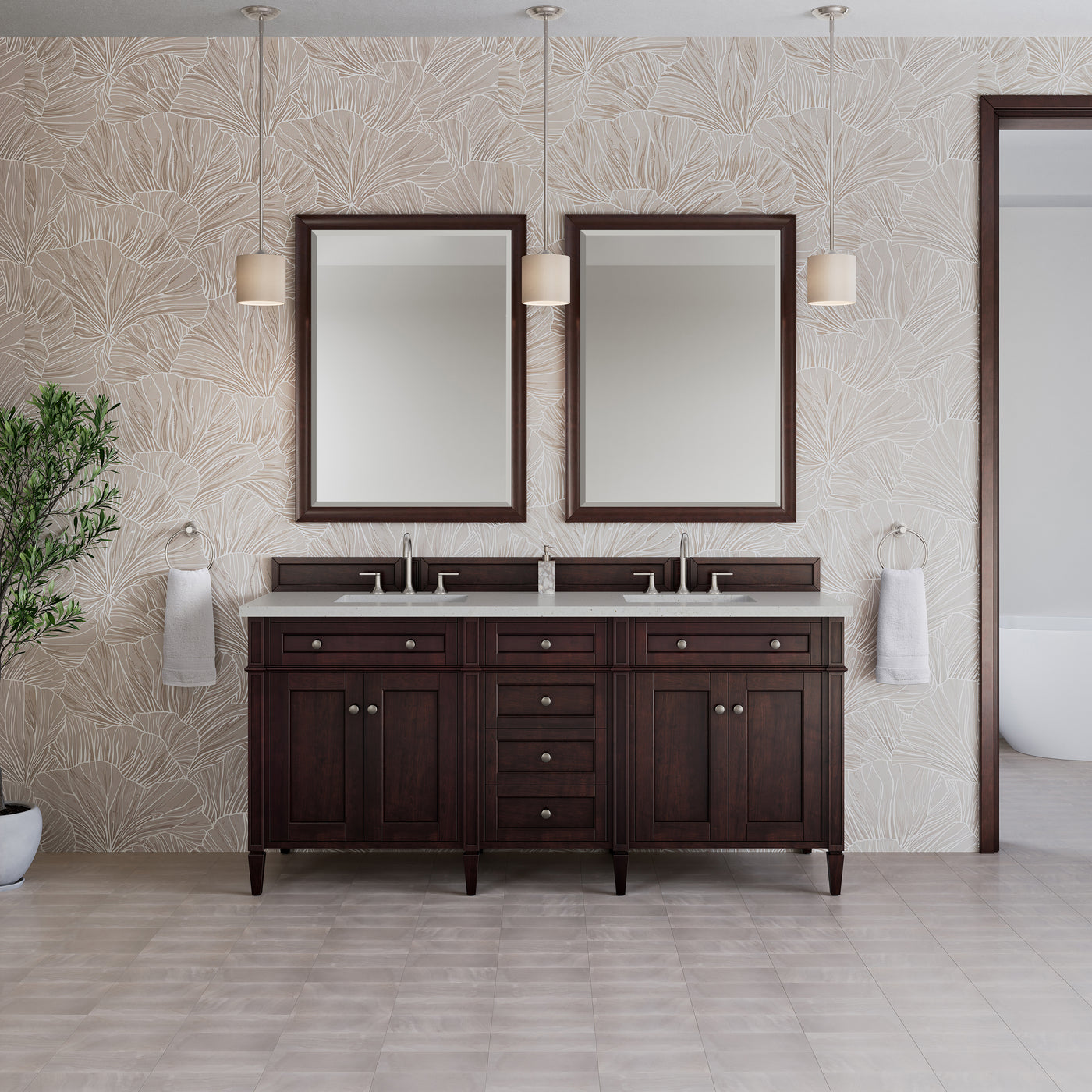 James Martin Brittany 72" Double Bathroom Vanity, Burnished Mahogany, view 26
