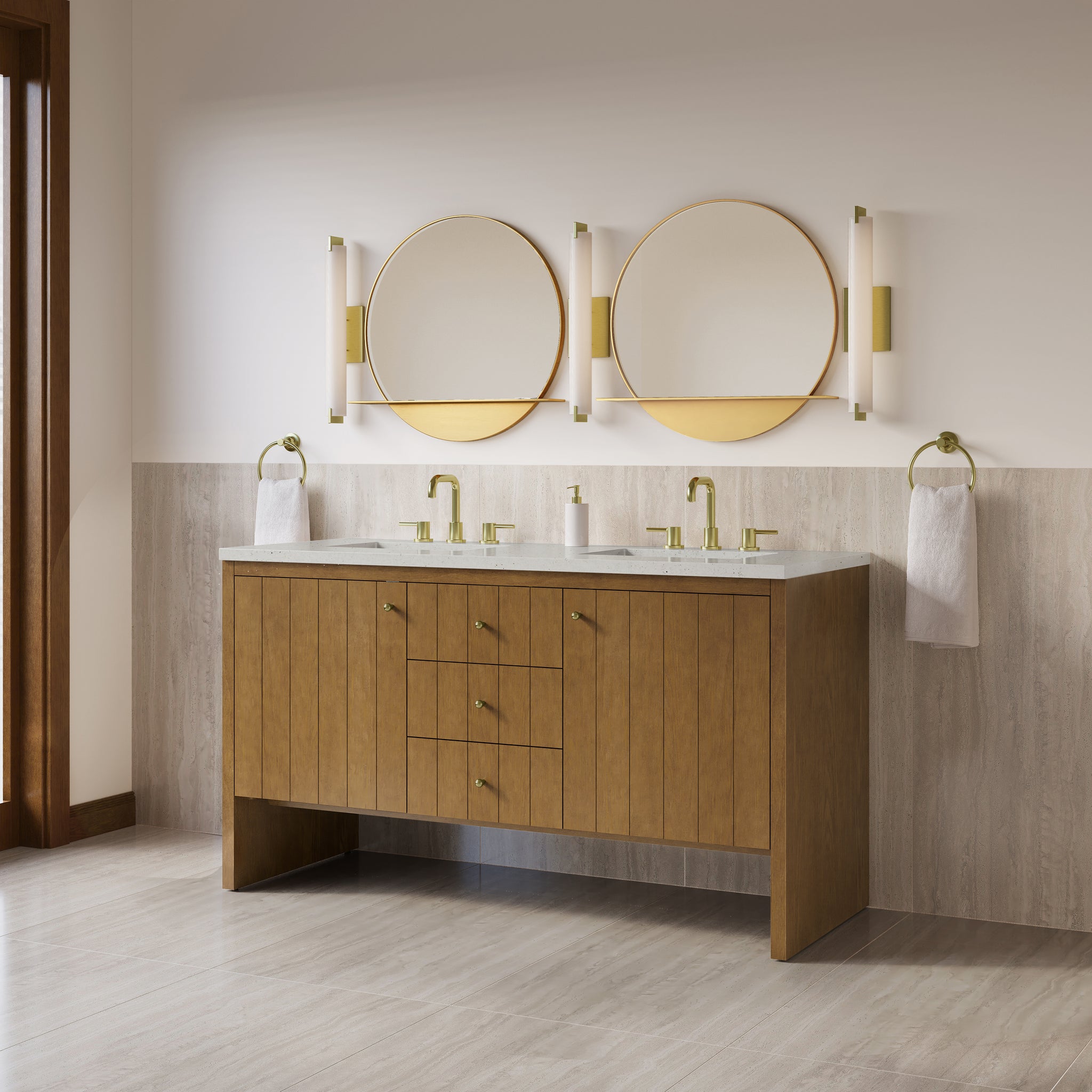 James Martin Hudson 60" Double Bathroom Vanity, Honey Oak, view 33