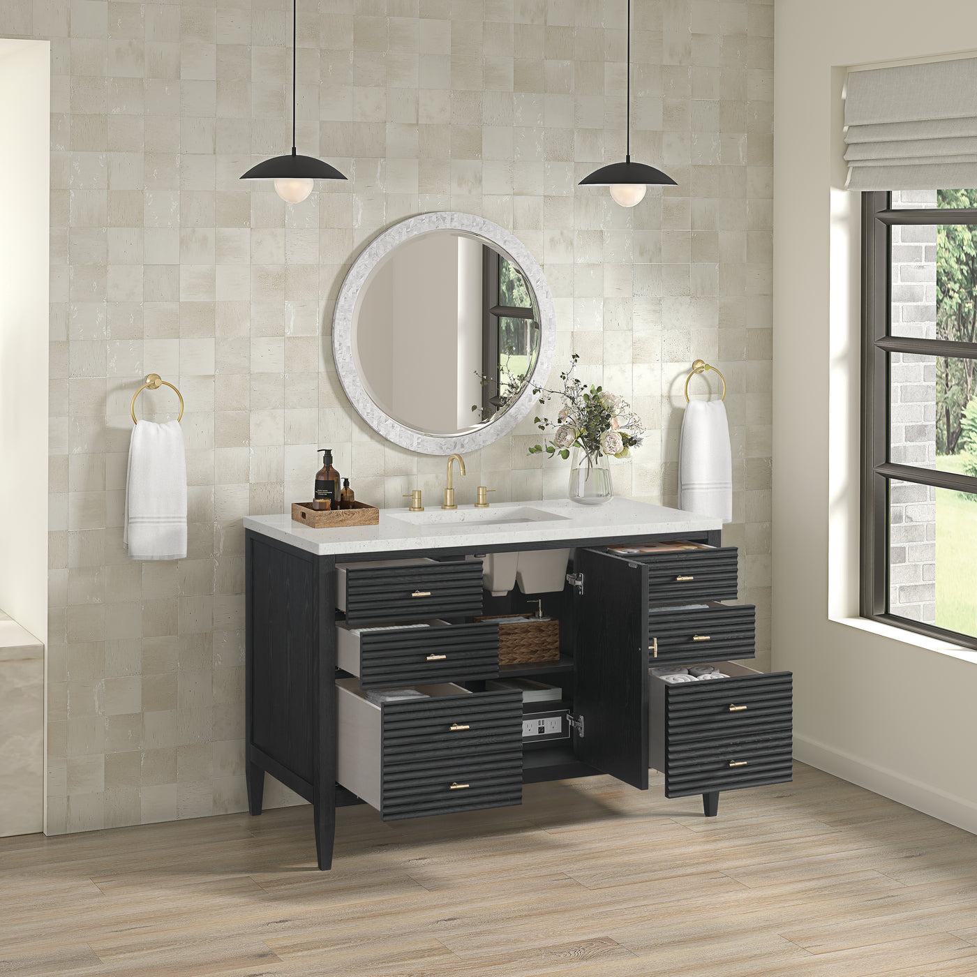 James Martin Myrrin 48" Single Bathroom Vanity, Carbon Oak, view 35