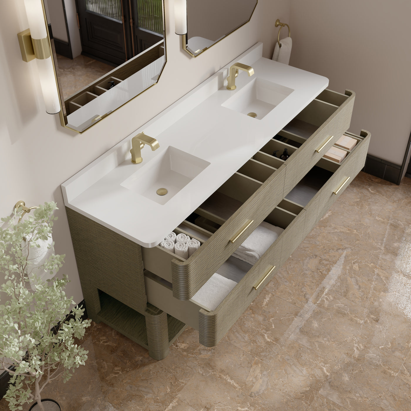 James Martin Lucian 72" Double Bathroom Vanity, Pebble Oak, view 26