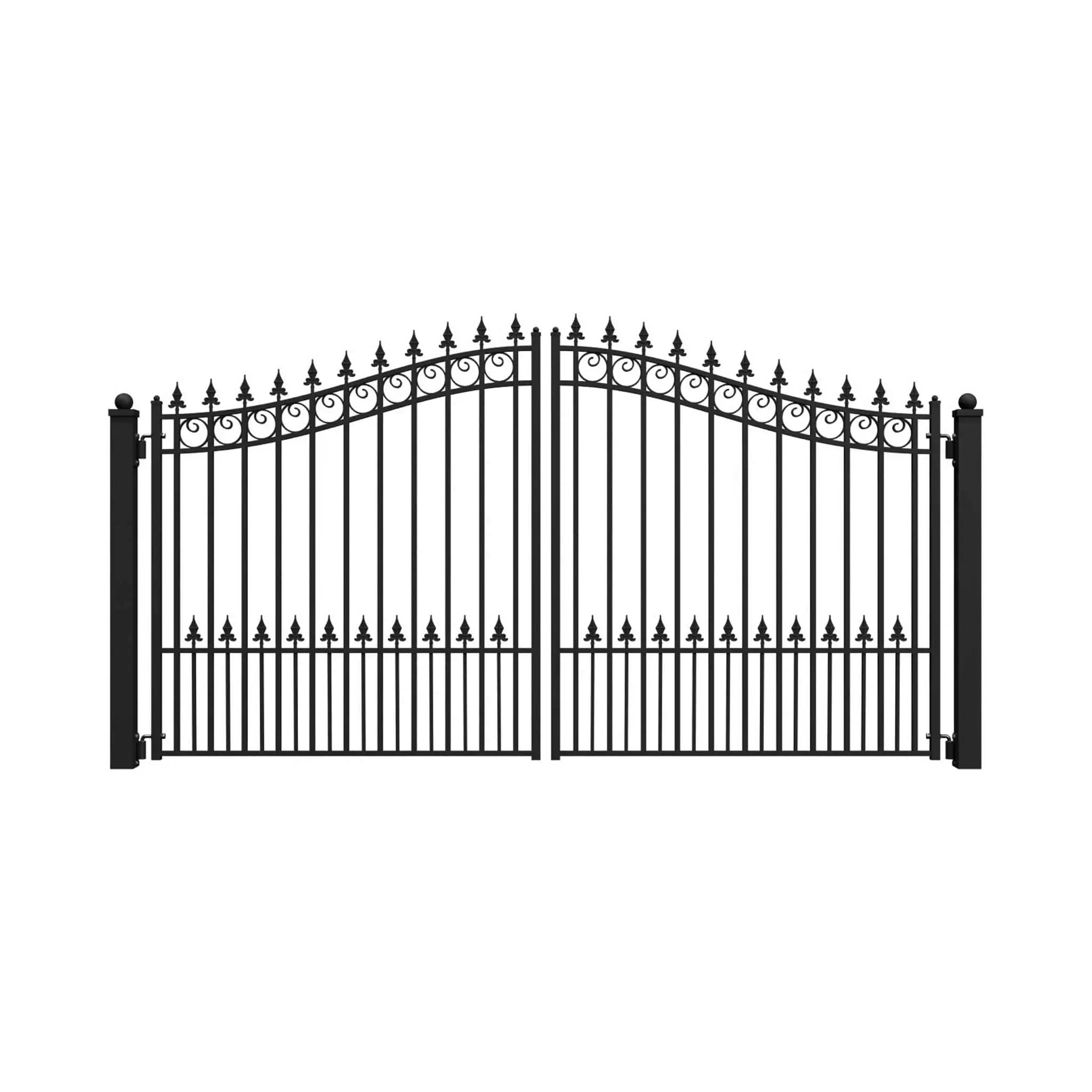 [12-18FT] Heavy-Duty Prague-Style Powder-Coated Galvanized Steel Dual Swing Driveway Gate (SAK48530) by SAKSBY WHOLESALE