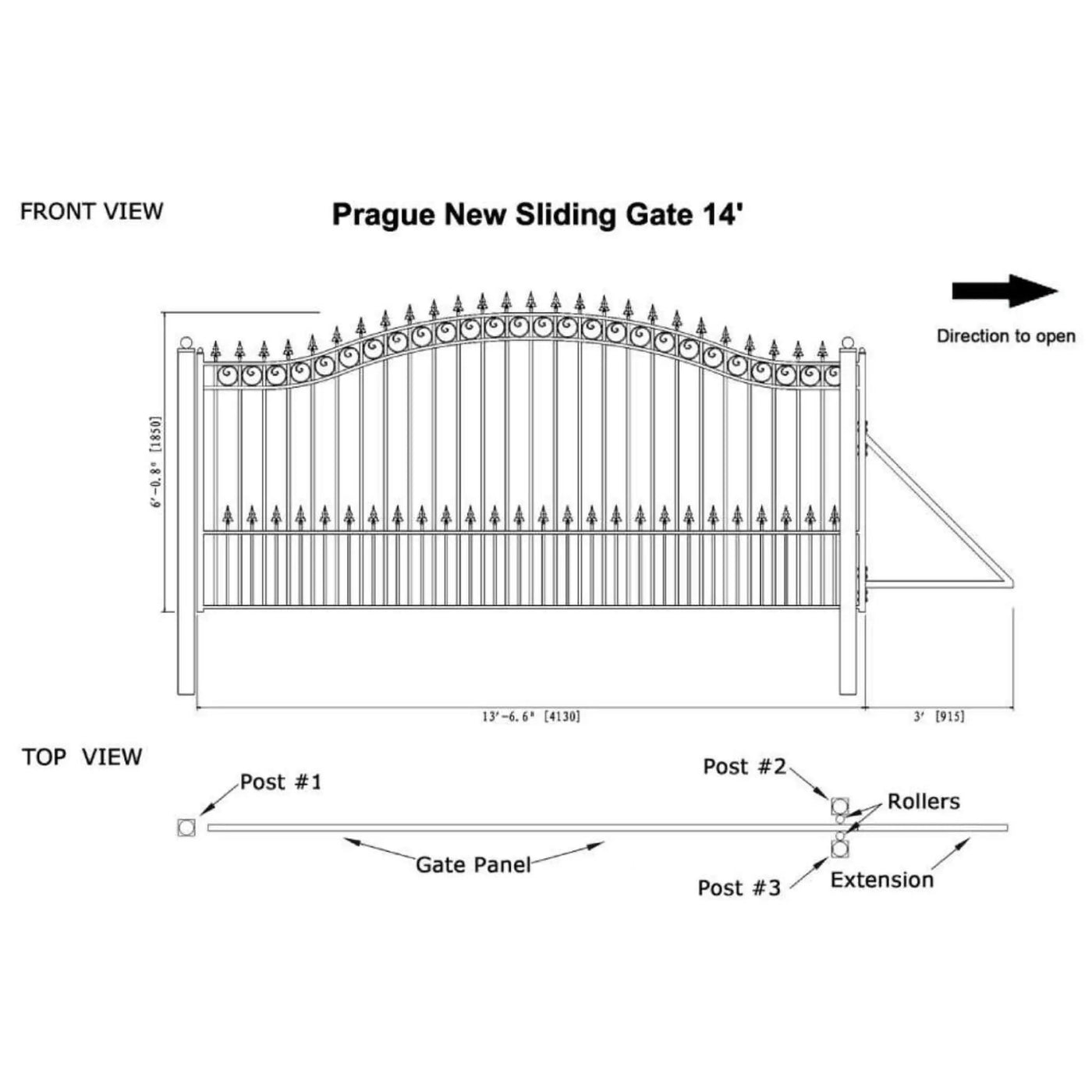 [12-18FT] Heavy-Duty Prague-Style Premium Steel Sliding Driveway Gate (SAK71492) by SAKSBY WHOLESALE