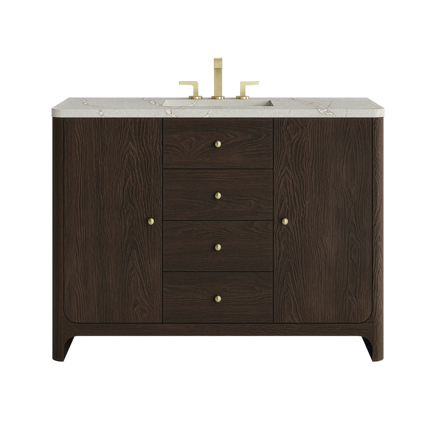 James Martin Gracyn 48" Single Bathroom Vanity, Sable with Victorian Silver (Quartz, Widespread) countertop