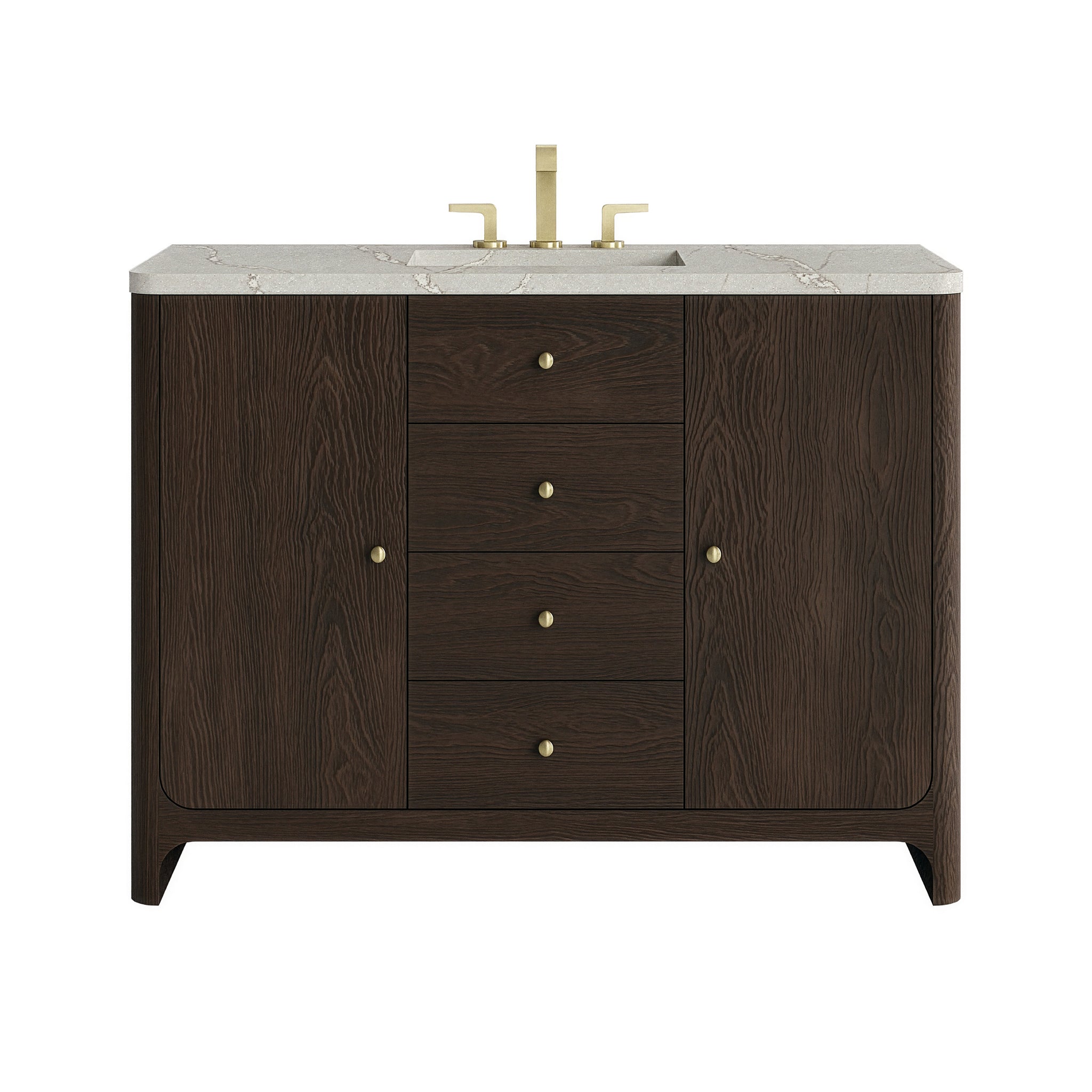 James Martin Gracyn 48" Single Bathroom Vanity, Sable with Victorian Silver (Quartz, Widespread) countertop