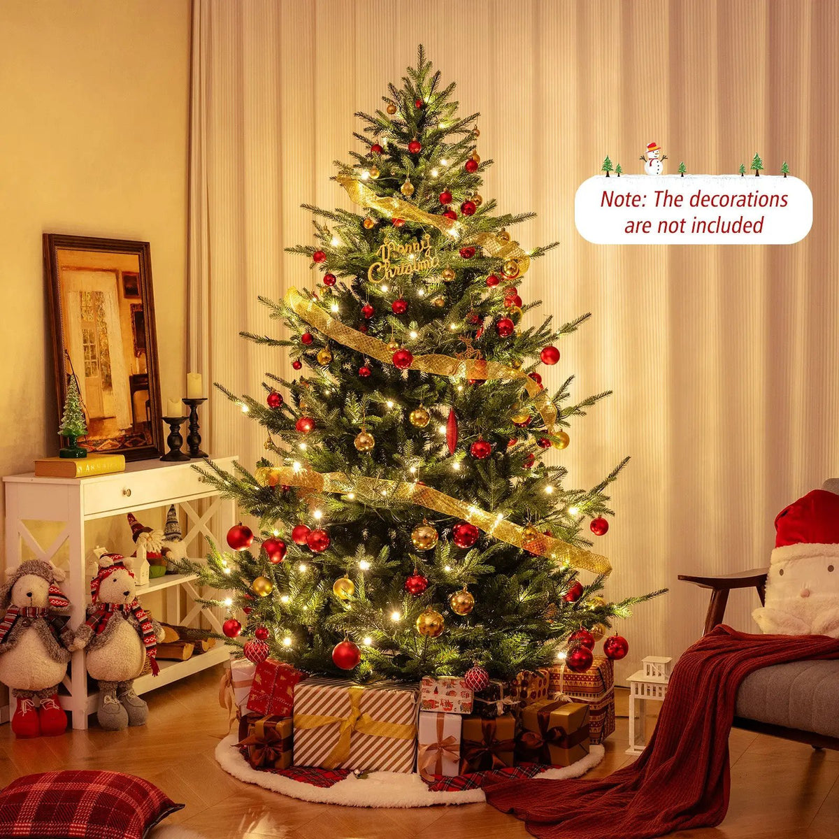 6 FT Pre-Lit Artificial Hinged Xmas Tree with 778 PVC and PE Branch Tips, photo 2 of 10