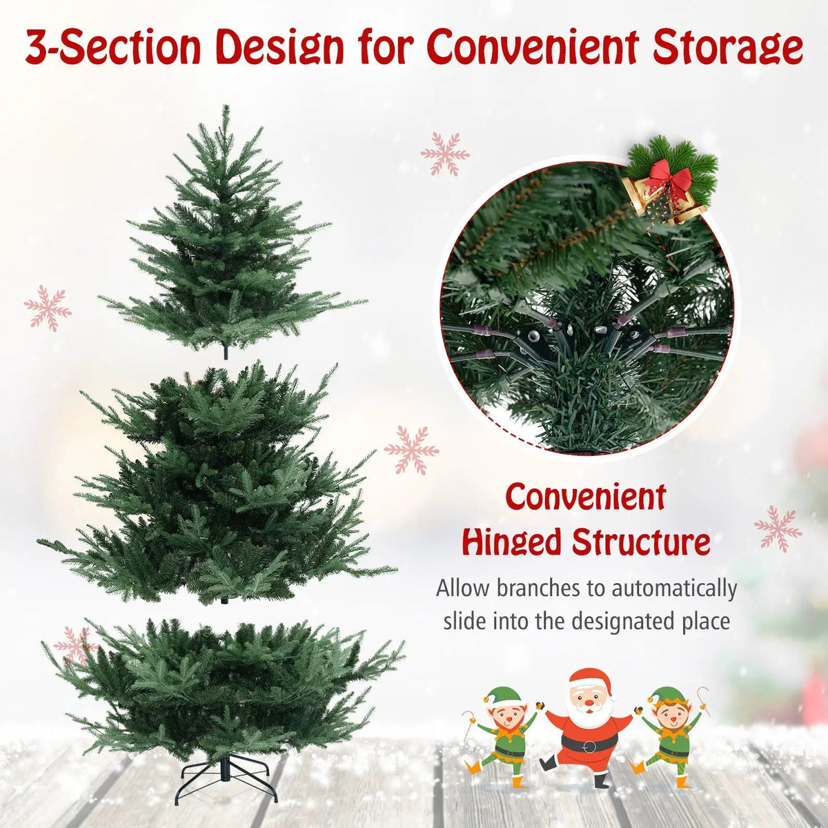 6 FT Pre-Lit Artificial Hinged Xmas Tree with 778 PVC and PE Branch Tips, photo 8 of 10