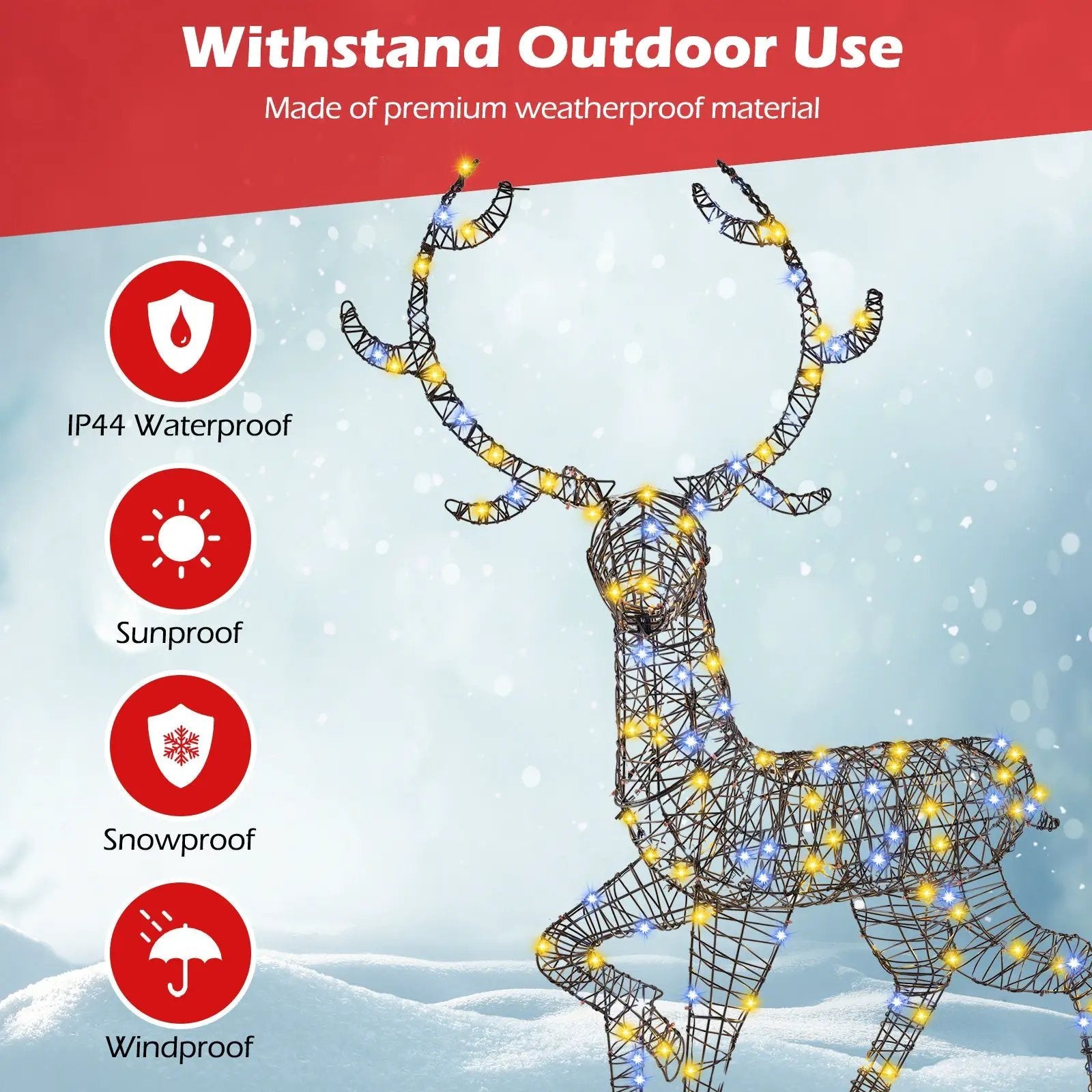 4.6 Feet Pre-Lit Christmas Reindeer with 170 Cold and Warm LED Lights by DirectDeals