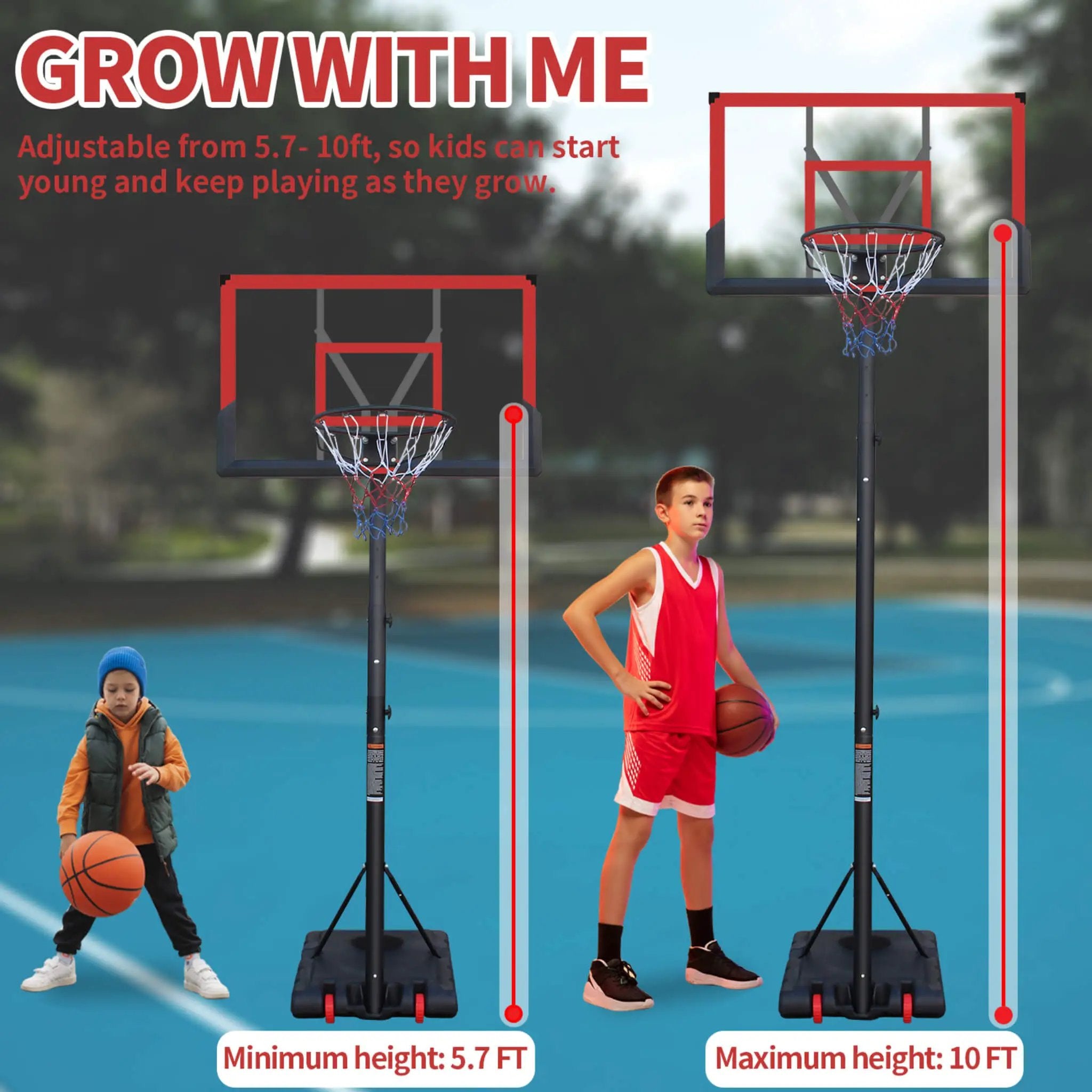 Premium 10FT Outdoor Portable Adjustable Basketball Hoop With Wheels (SAK31961) by SAKSBY WHOLESALE