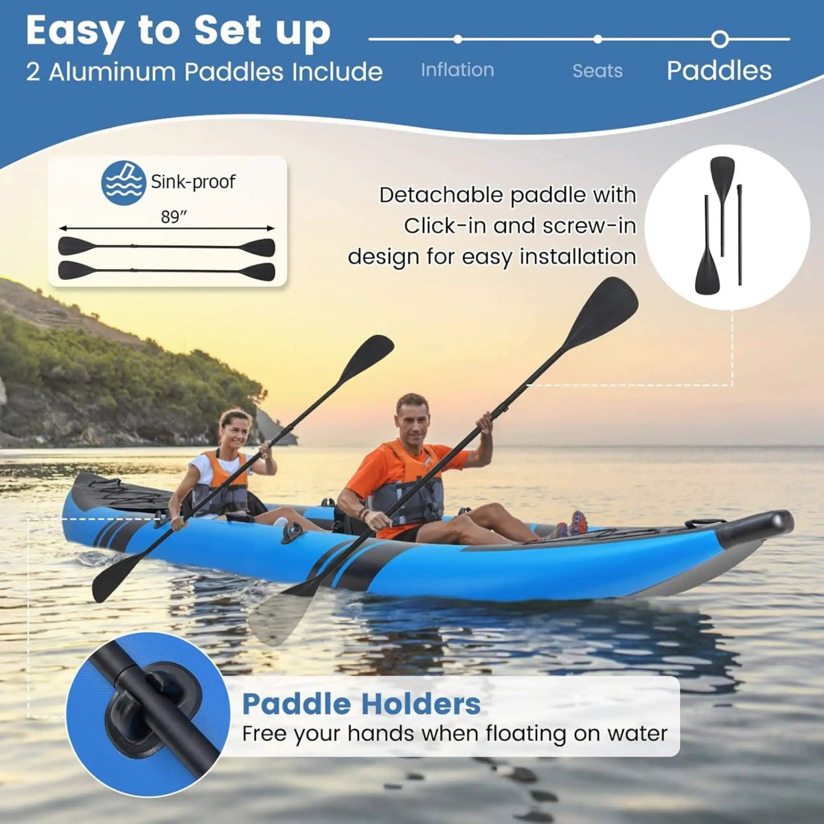 Premium 12FT 2-Person Inflatable Tandem Kayak Kit With Pump And Paddles (SAK94816) by SAKSBY WHOLESALE