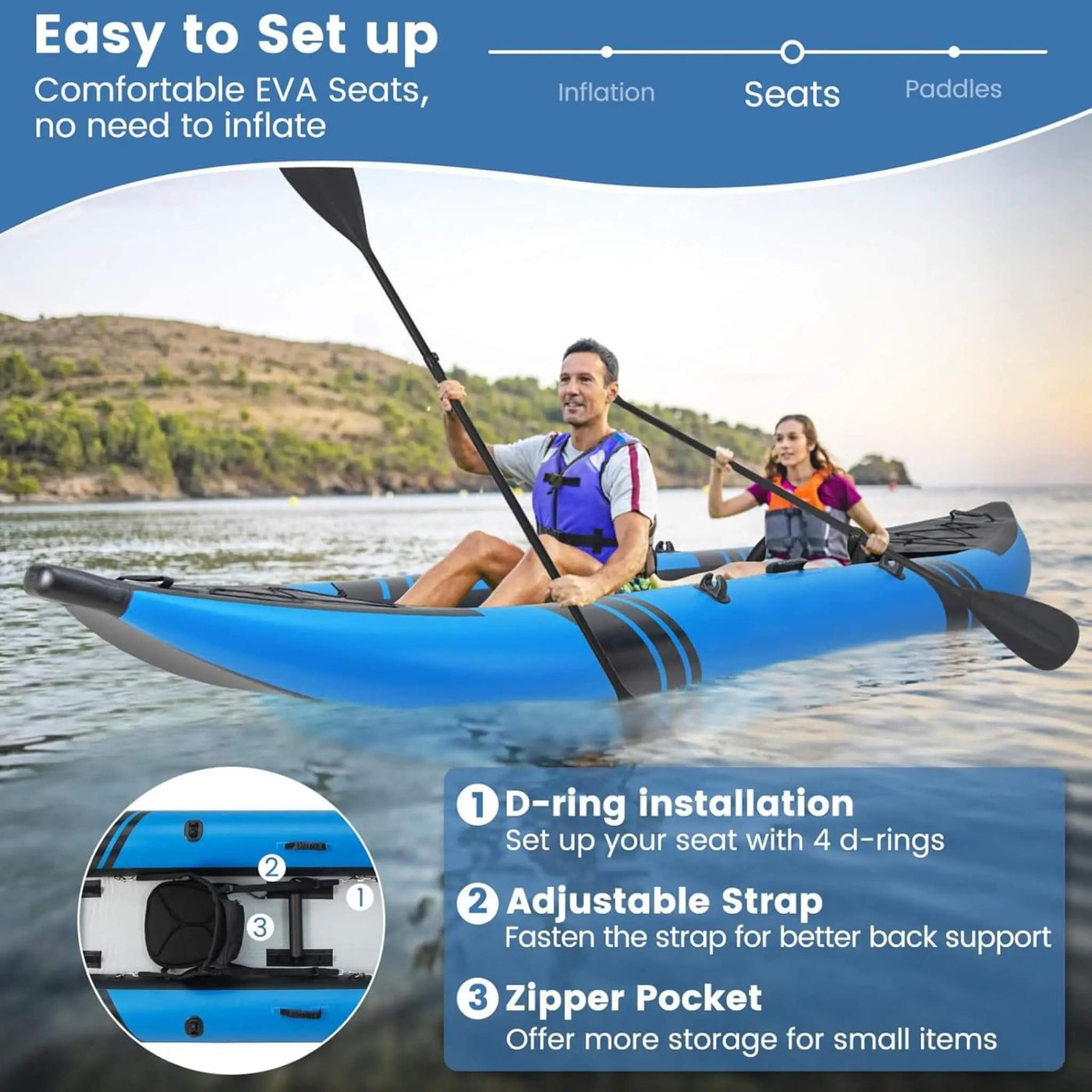 Premium 12FT 2-Person Inflatable Tandem Kayak Kit With Pump And Paddles (SAK94816) by SAKSBY WHOLESALE