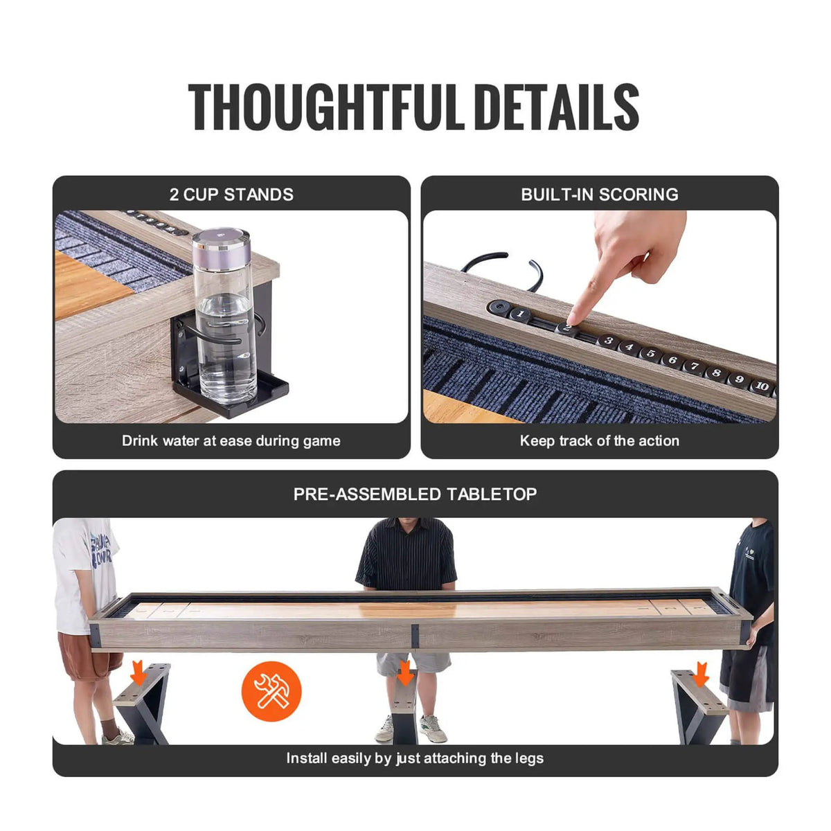 Premium 2-In-1 Shuffleboard Game Table Set With Bowling Combo (SAK81698) by SAKSBY WHOLESALE