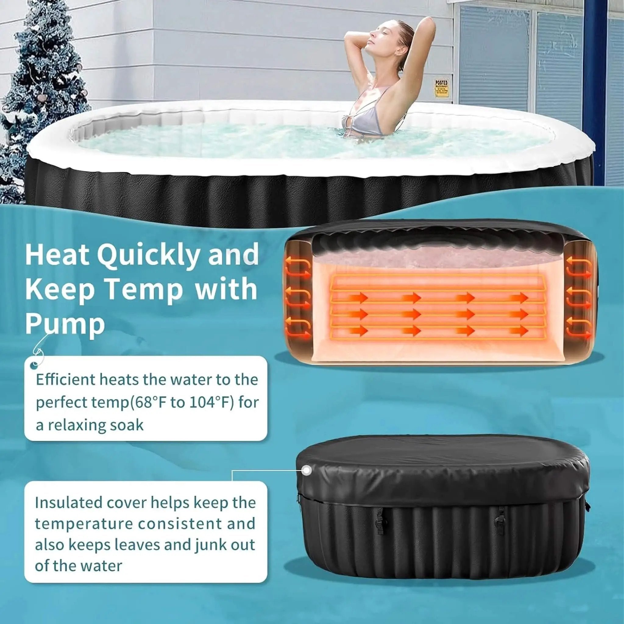 Premium 2-Person Inflatable Hot Tub Kit With 8-Color LED Lights (SAK98431) by SAKSBY WHOLESALE