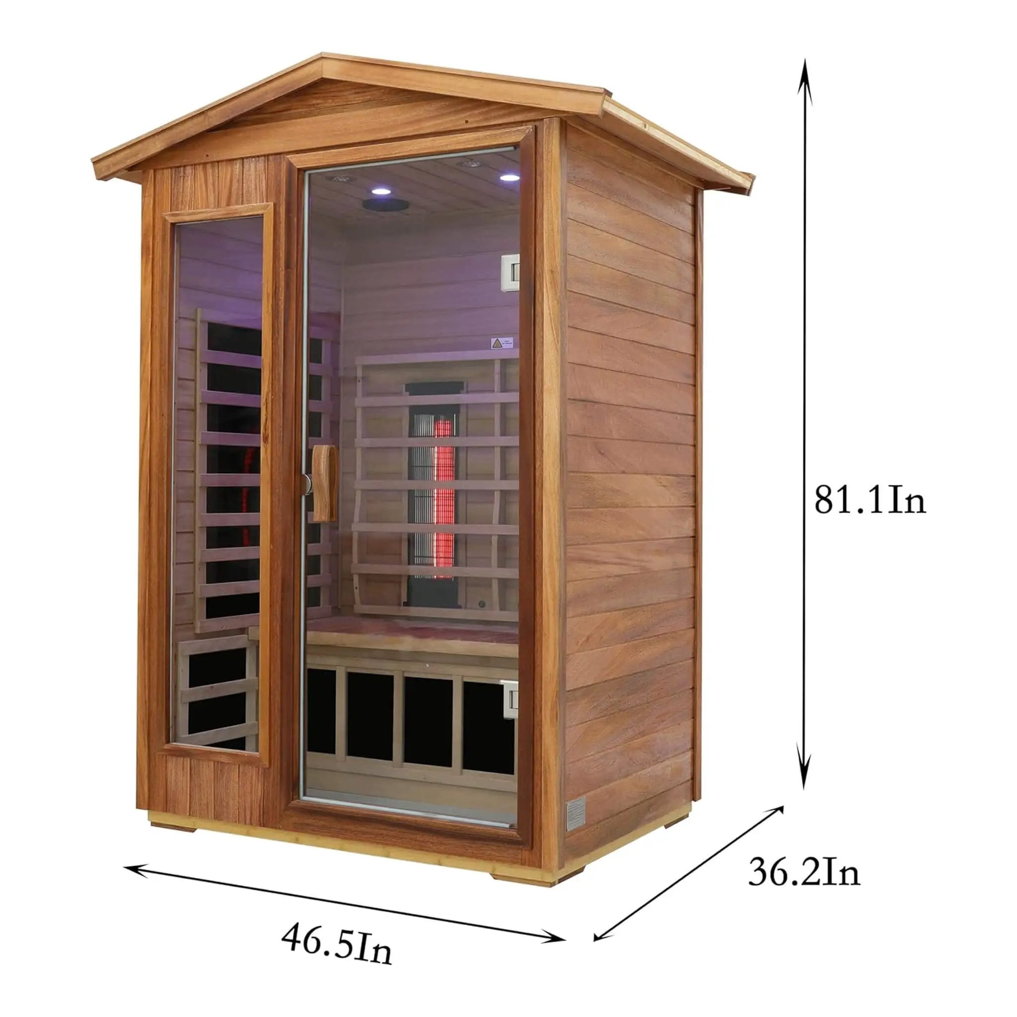 Thermora Alveron 2-Person Outdoor Mahogany Low EMF Far Infrared Sauna With Bluetooth Audio And LED Lights (SAK83719) by SAKSBY WHOLESALE