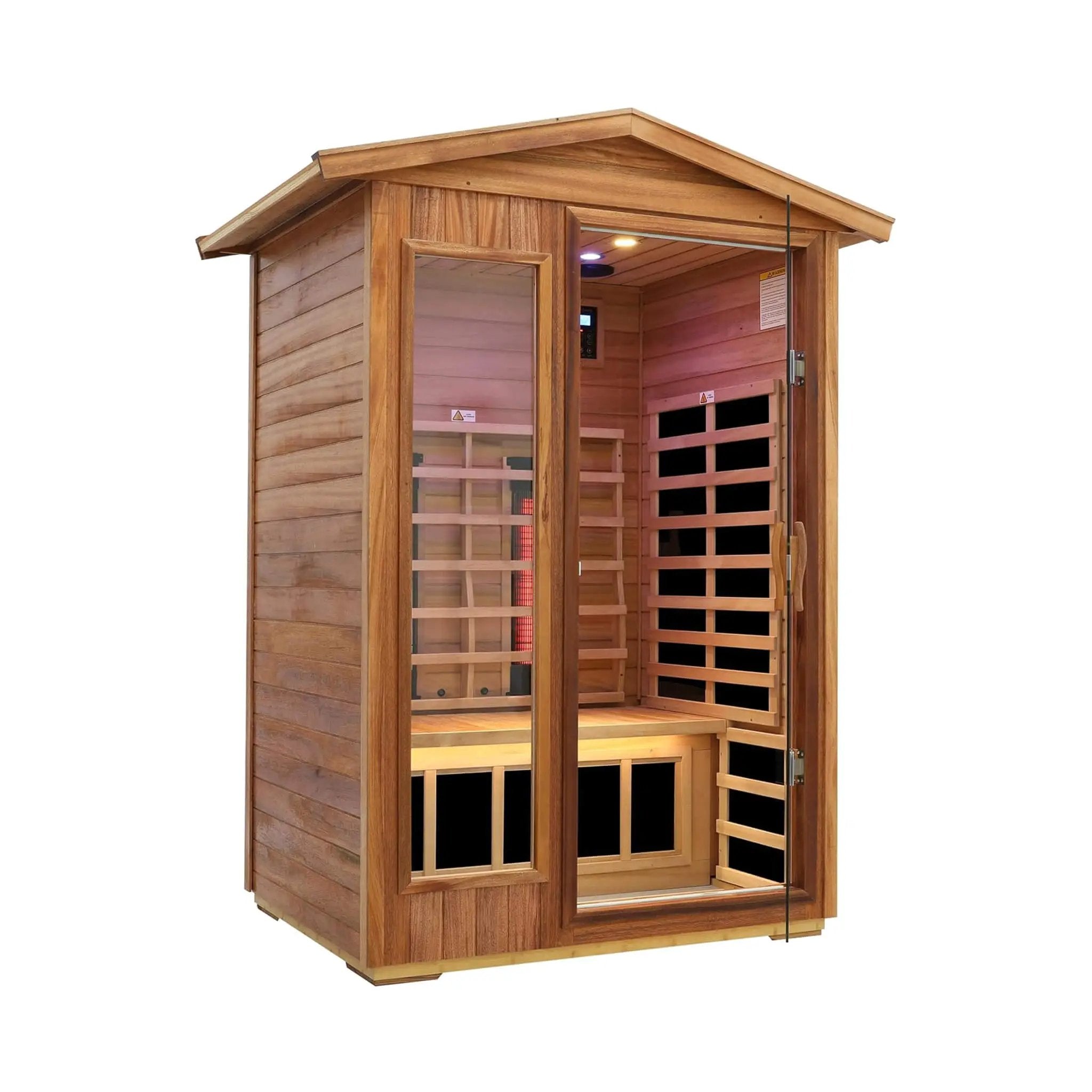 Thermora Alveron 2-Person Outdoor Mahogany Low EMF Far Infrared Sauna With Bluetooth Audio And LED Lights (SAK83719) by SAKSBY WHOLESALE