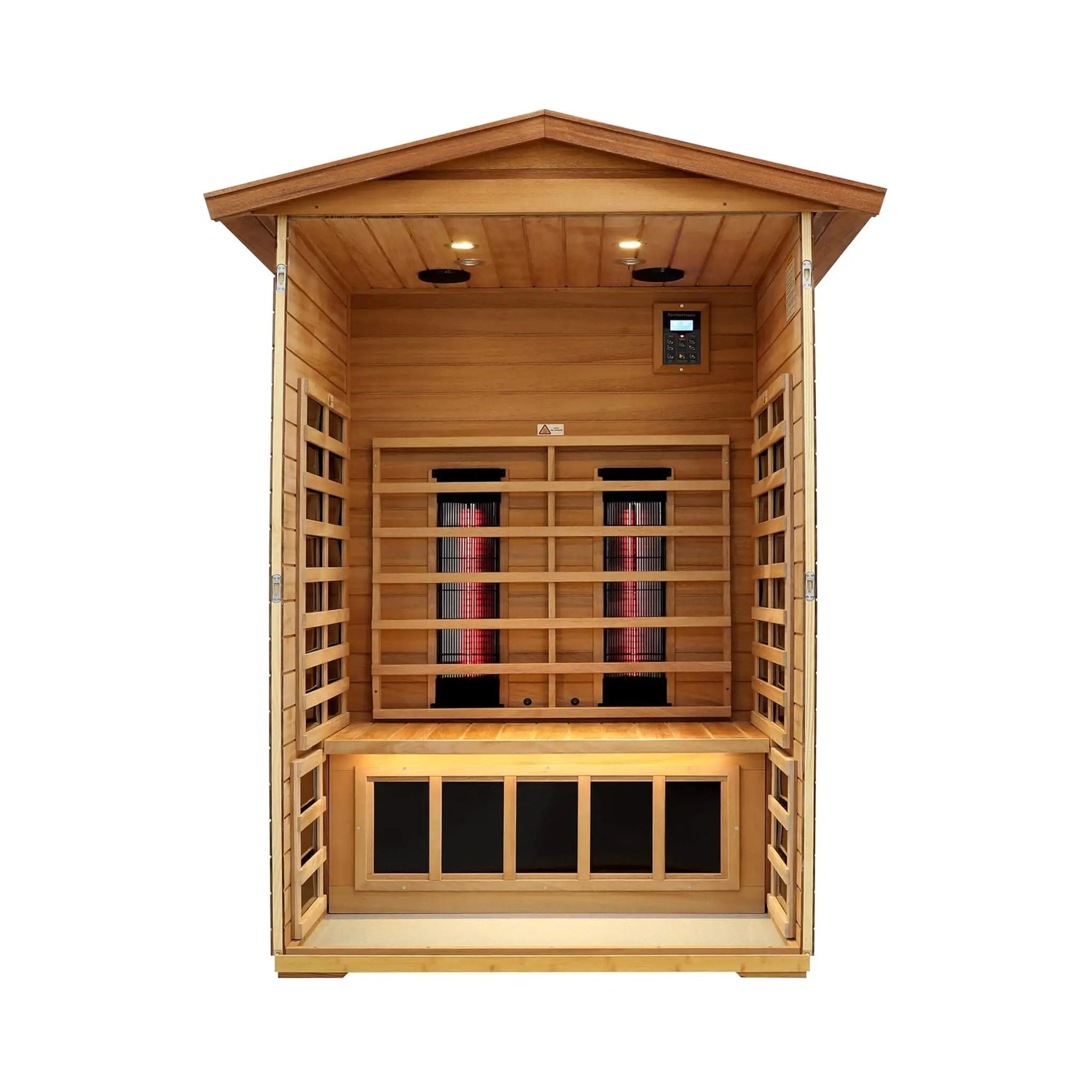 Thermora Alveron 2-Person Outdoor Mahogany Low EMF Far Infrared Sauna With Bluetooth Audio And LED Lights (SAK83719) by SAKSBY WHOLESALE