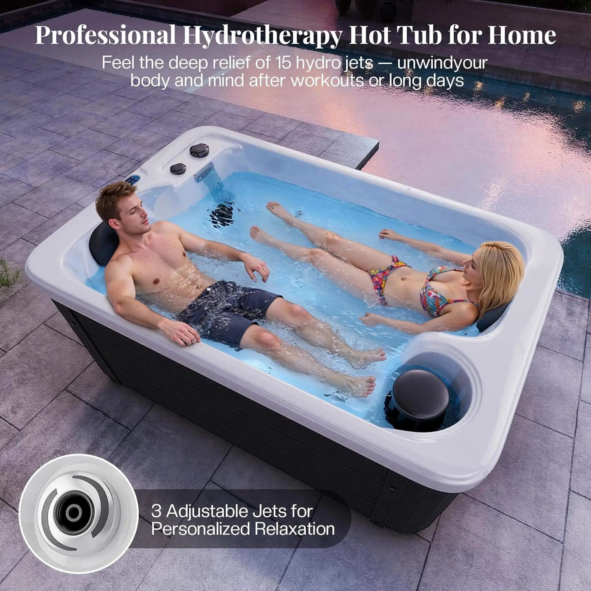 Premium 2-Person Outdoor Hot Tub W/ 15 Stainless Steel Jets (SAK92015) by SAKSBY WHOLESALE