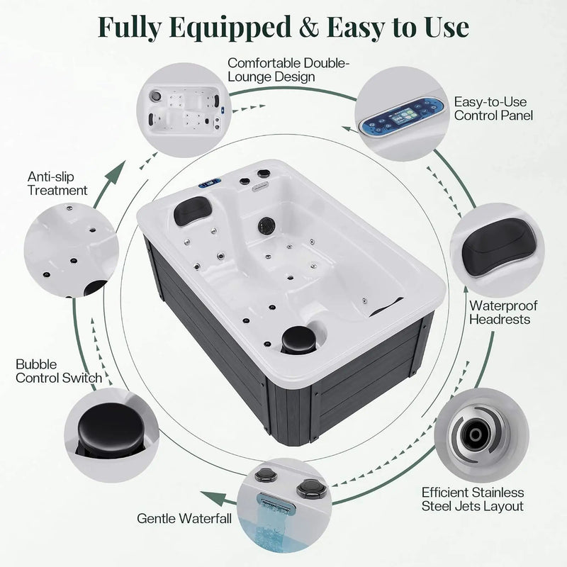 Premium 2-Person Outdoor Hot Tub W/ 15 Stainless Steel Jets (SAK92015) by SAKSBY WHOLESALE