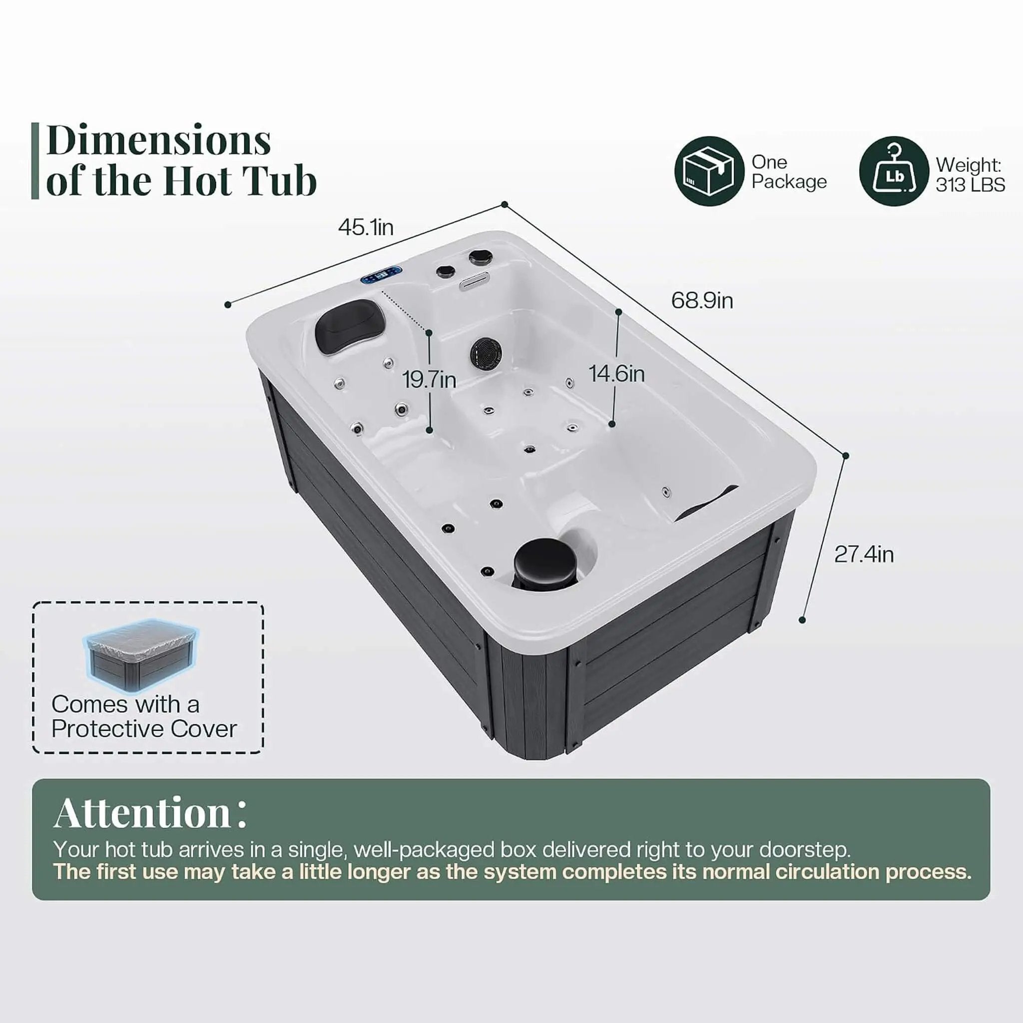 Premium 2-Person Outdoor Hot Tub W/ 15 Stainless Steel Jets (SAK92015) by SAKSBY WHOLESALE