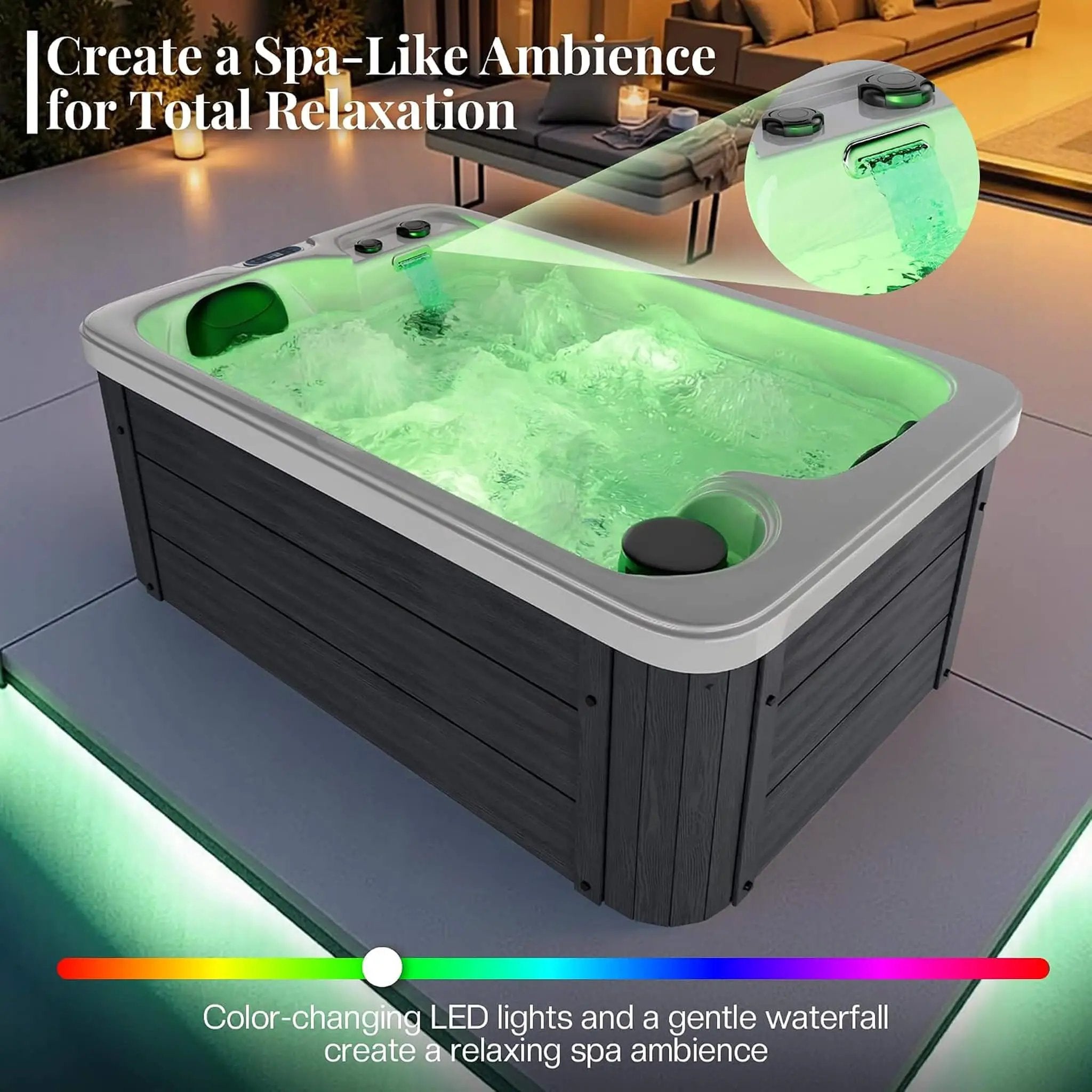 Premium 2-Person Outdoor Hot Tub W/ 15 Stainless Steel Jets (SAK92015) by SAKSBY WHOLESALE
