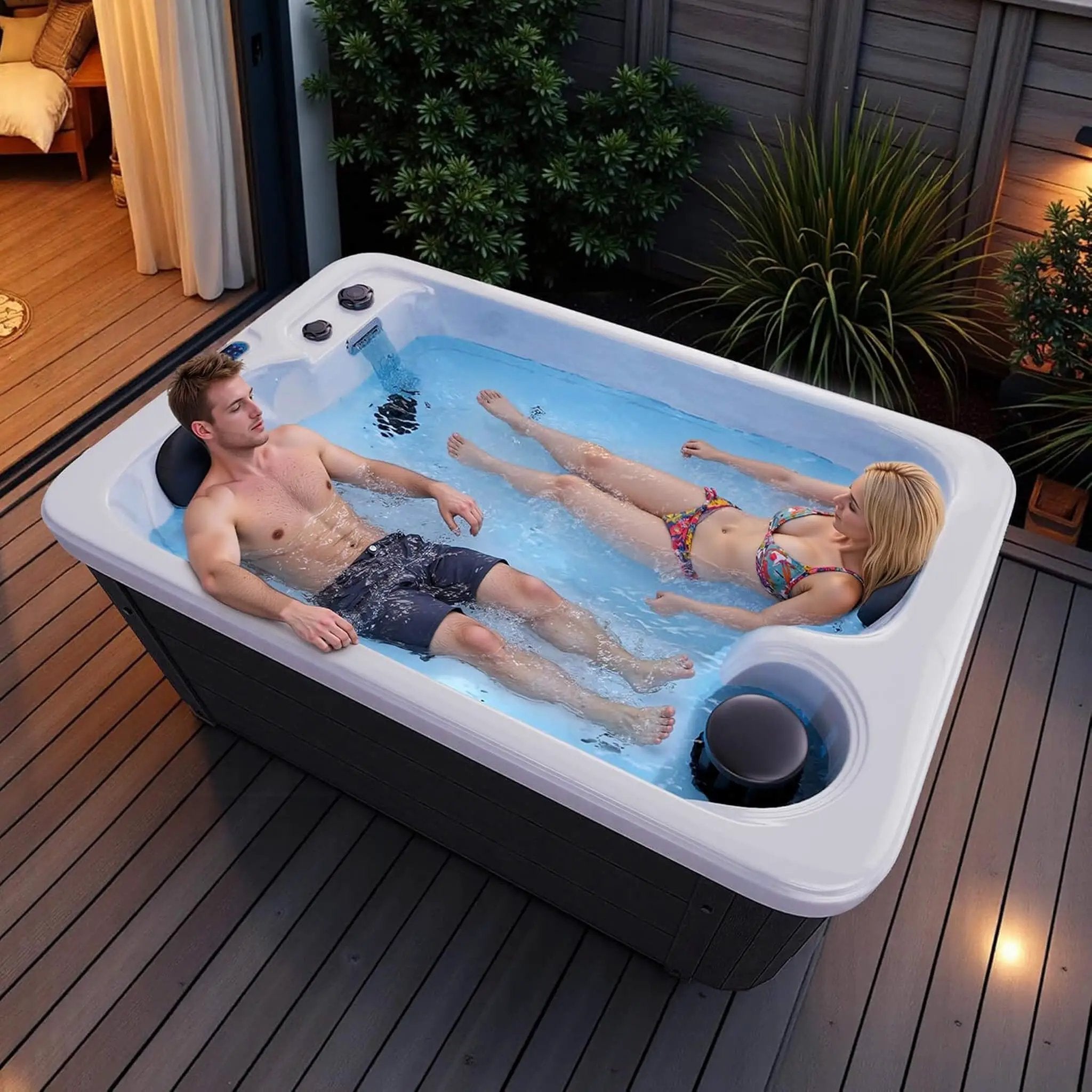 Premium 2-Person Outdoor Hot Tub W/ 15 Stainless Steel Jets (SAK92015) by SAKSBY WHOLESALE