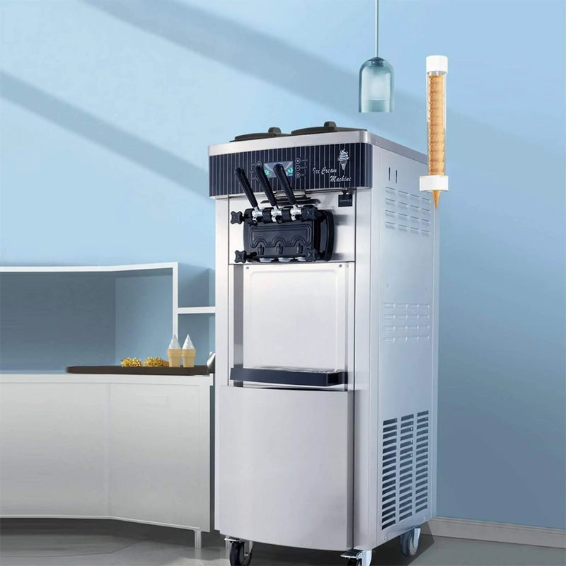 Premium 3-Flavors 20-28L/H Commercial Soft Serve Yogurt Ice Cream Machine Maker (SAK97524) by SAKSBY WHOLESALE