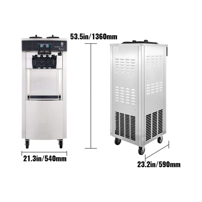 Premium 3-Flavors 20-28L/H Commercial Soft Serve Yogurt Ice Cream Machine Maker (SAK97524) by SAKSBY WHOLESALE