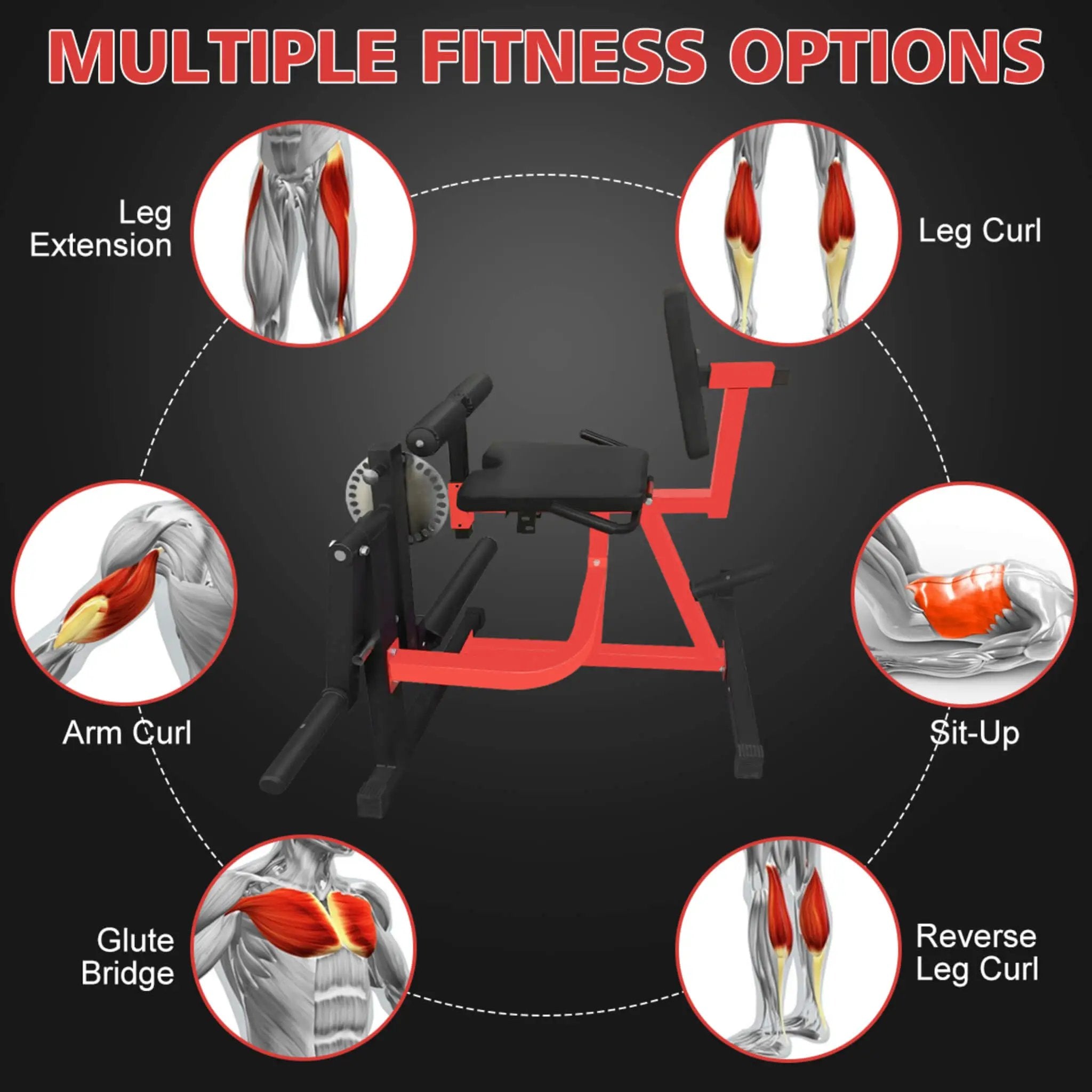Rovix Premium 3-In-1 Multi-Functional Adjustable Leg Extension And Curl Machine For Lower Body Workouts (SAK21427) by SAKSBY WHOLESALE