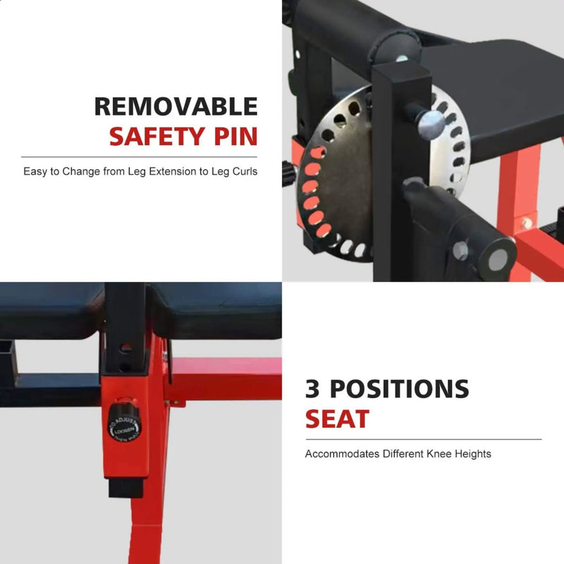 Rovix Premium 3-In-1 Multi-Functional Adjustable Leg Extension And Curl Machine For Lower Body Workouts (SAK21427) by SAKSBY WHOLESALE