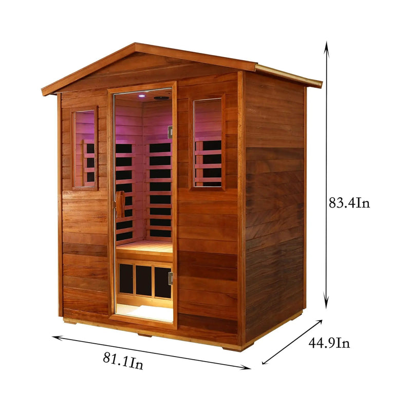 Thermora Vanta Luxury 3-Person Outdoor Mahogany Full Spectrum Ultra-Low EMF FAR Infrared Sauna With Chromotherapy And Bluetooth Speakers (SAK83460) by SAKSBY WHOLESALE
