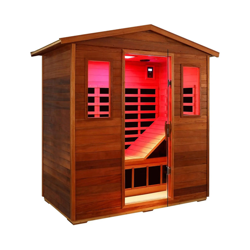 Thermora Vanta Luxury 3-Person Outdoor Mahogany Full Spectrum Ultra-Low EMF FAR Infrared Sauna With Chromotherapy And Bluetooth Speakers (SAK83460) by SAKSBY WHOLESALE